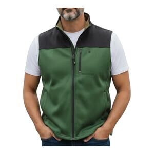 Izod Advantage Performance Stretch Full Zip Fleece Vest Green Men's Size XXL